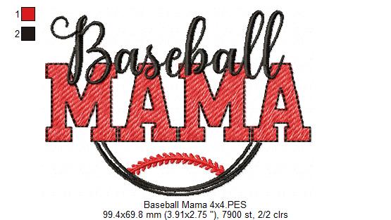 Baseball Mama - Sketch Stitch - Machine Embroidery Design