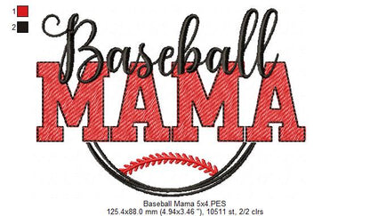 Baseball Mama - Sketch Stitch - Machine Embroidery Design