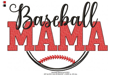 Baseball Mama - Sketch Stitch - Machine Embroidery Design