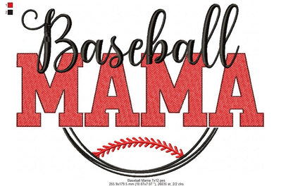 Baseball Mama - Sketch Stitch - Machine Embroidery Design