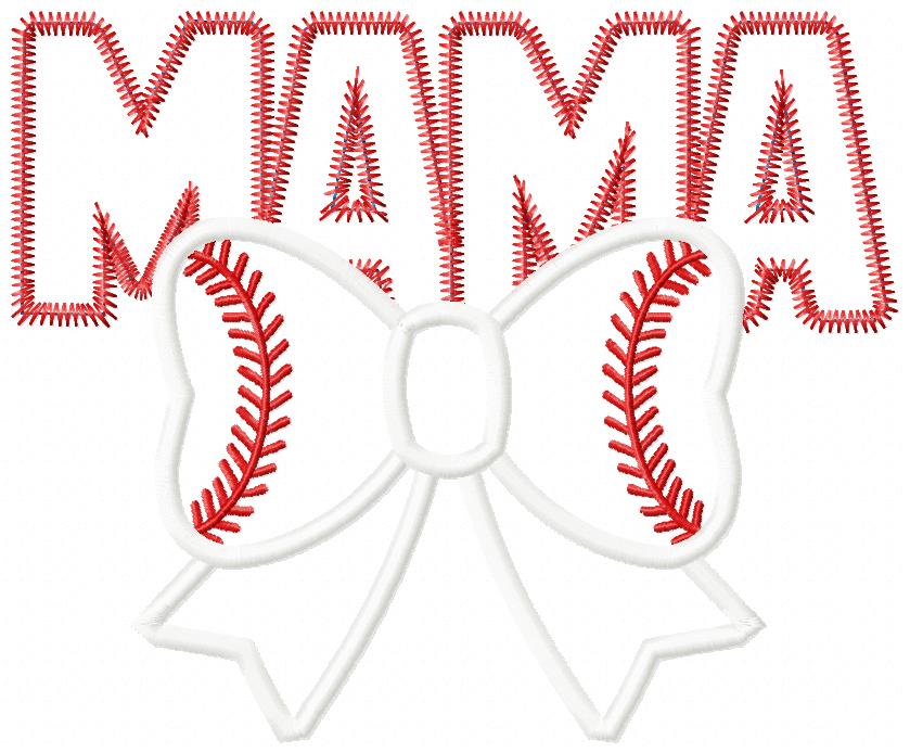 Baseball Mama - Applique - Machine Embroidery Design