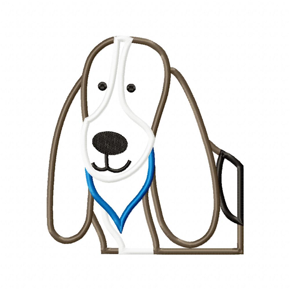 Basset Dog Boy - Applique - Machine Embroidery Design