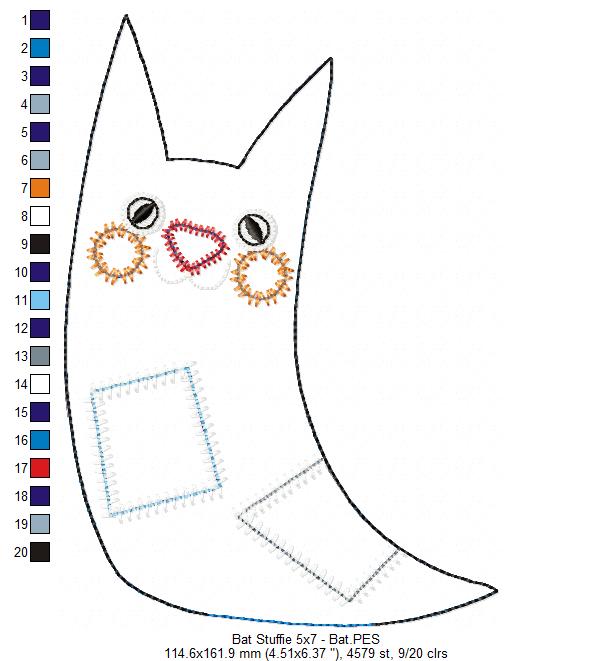 Bat Stuffie - ITH Project - Machine Embroidery Design