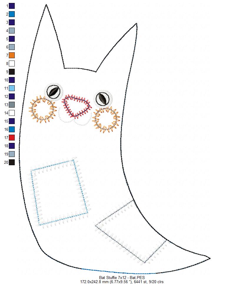 Bat Stuffie - ITH Project - Machine Embroidery Design