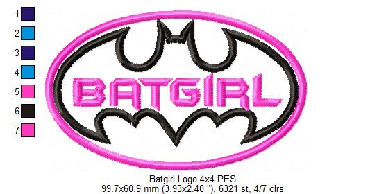 Batgirl - Applique - Machine Embroidery Design