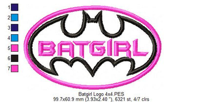Batgirl - Applique - Machine Embroidery Design