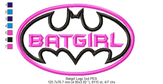 Batgirl - Applique - Machine Embroidery Design