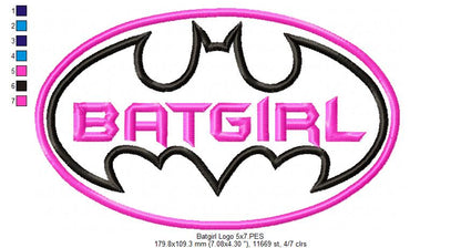 Batgirl - Applique - Machine Embroidery Design