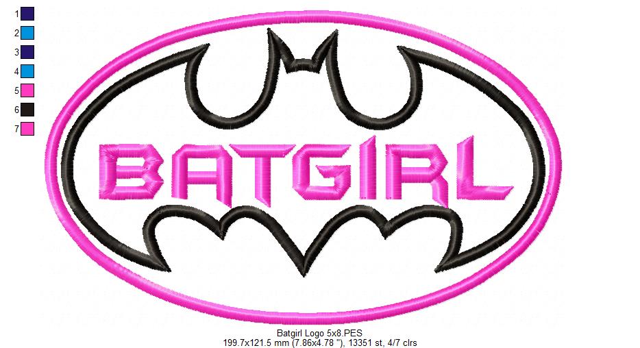 Batgirl - Applique - Machine Embroidery Design
