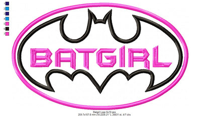 Batgirl - Applique - Machine Embroidery Design