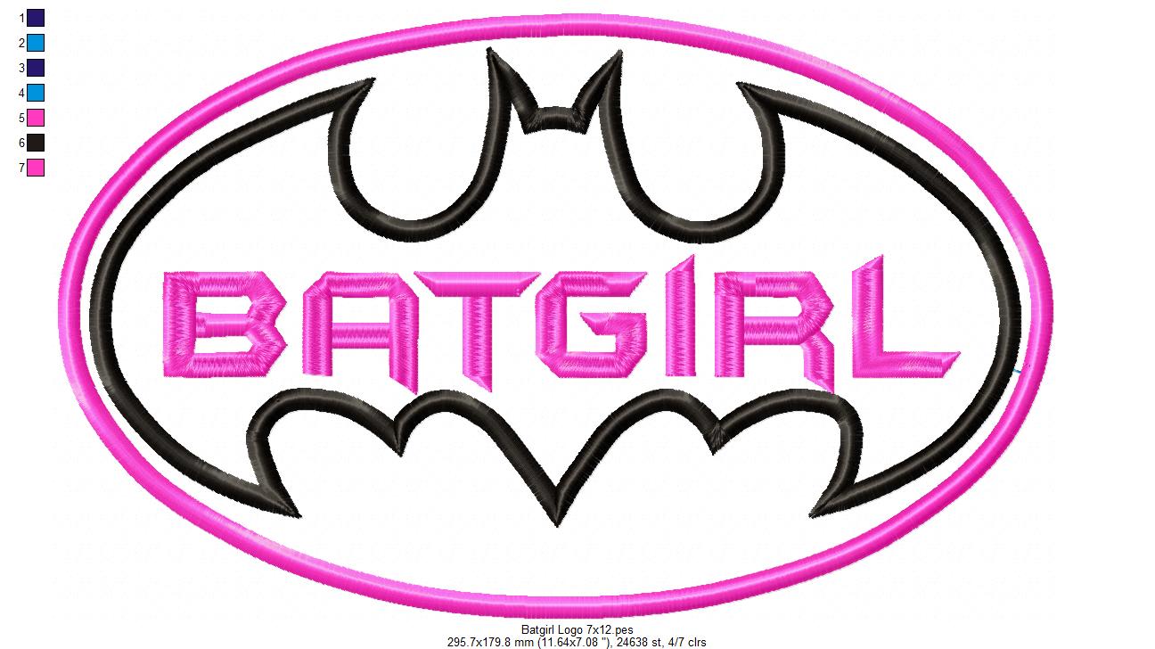 Batgirl - Applique - Machine Embroidery Design