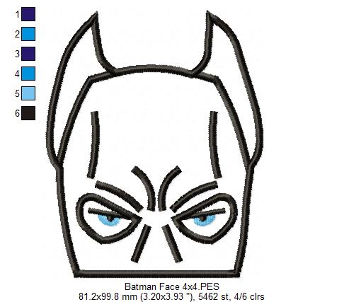 Batman Face - Applique Embroidery