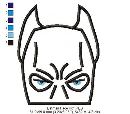 Batman Face - Applique Embroidery