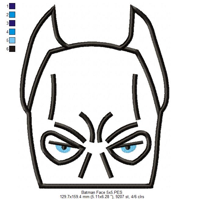 Batman Face - Applique Embroidery
