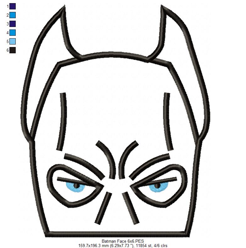 Batman Face - Applique Embroidery