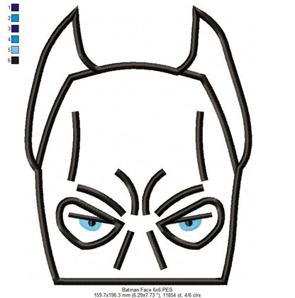 Batman Face - Applique Embroidery