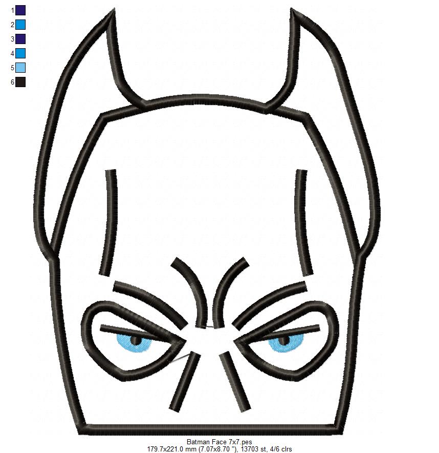 Batman Face - Applique Embroidery