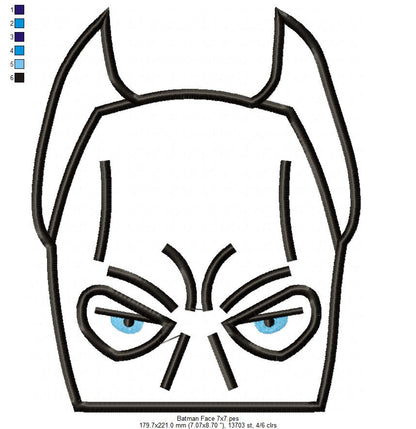 Batman Face - Applique Embroidery