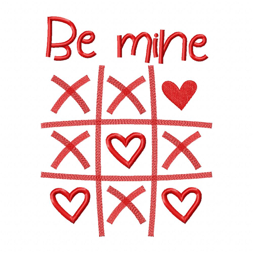 Be Mine Tic Tac Toe  - Fill Stitch - Machine Embroidery Design