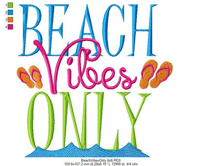Beach Vibes Only - Fill Stitch - Machine Embroidery Design