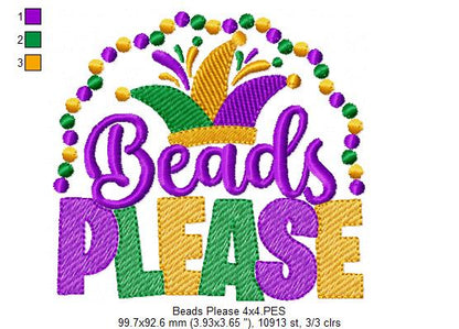 Beads Please - Fill Stitch - Machine Embroidery Design