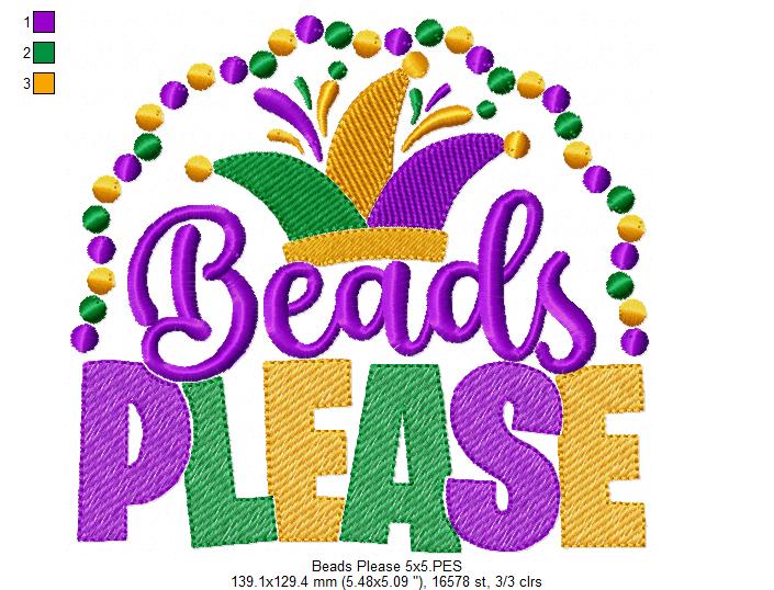 Beads Please - Fill Stitch - Machine Embroidery Design