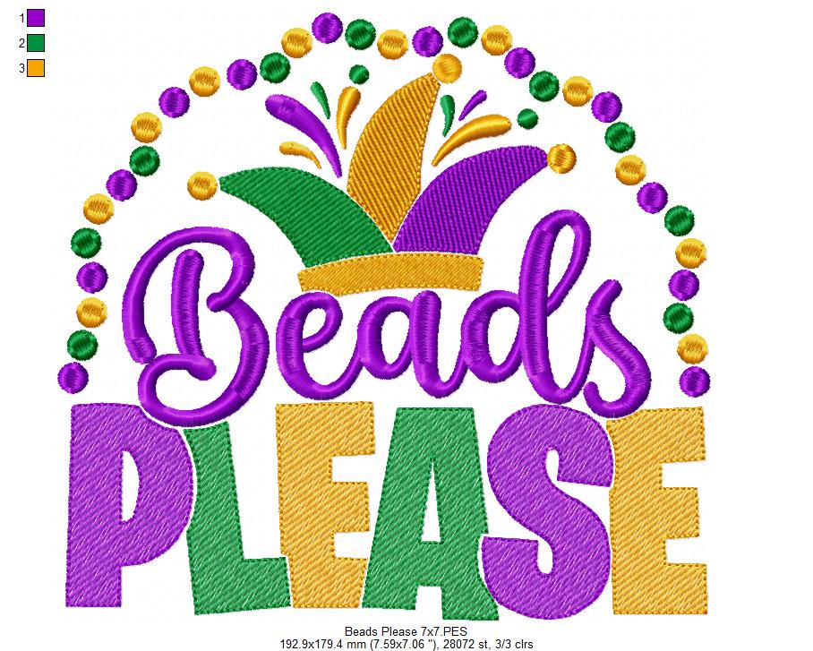 Beads Please - Fill Stitch - Machine Embroidery Design