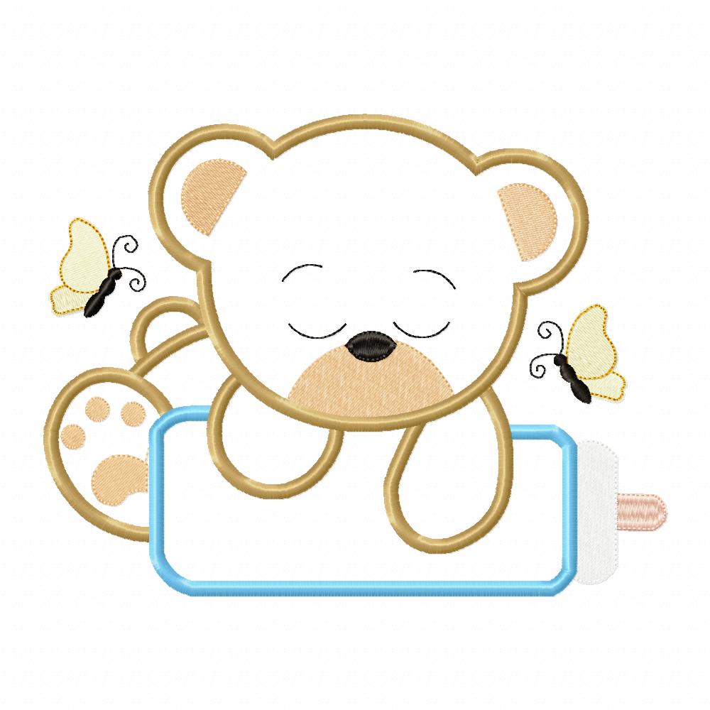 Baby Bear Boy with Feeding Bottle - Applique - Machine Embroidery Design