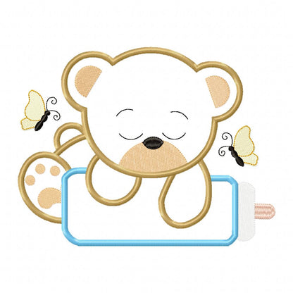 Baby Bear Boy with Feeding Bottle - Applique - Machine Embroidery Design