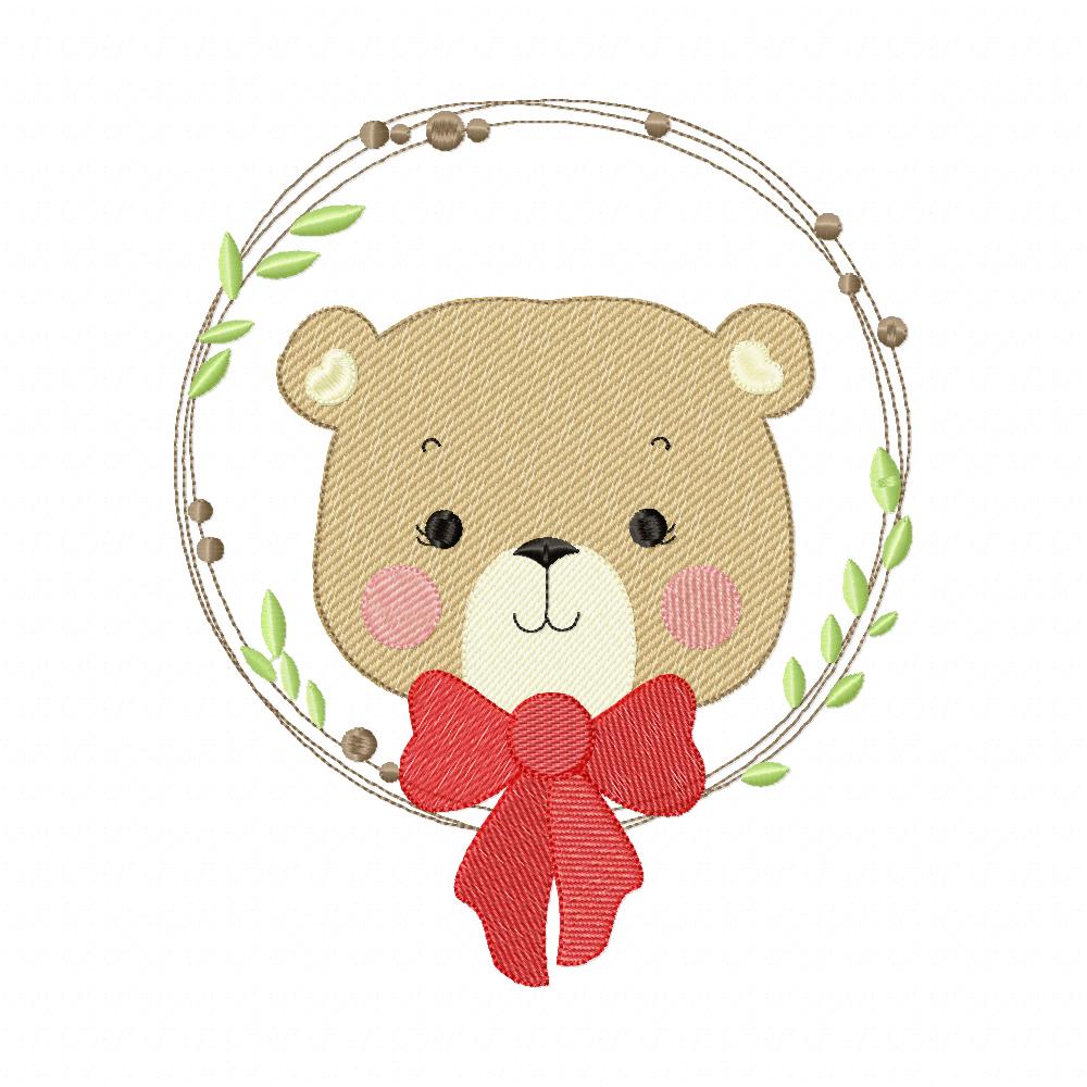 Bear Bow Frame Collection - Fill & Sketch Stitch - Machine Embroidery Design