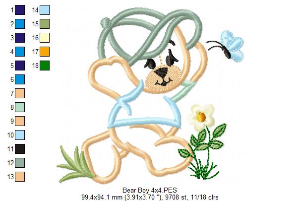 Baby Bear Boy - Applique - Machine Embroidery Design