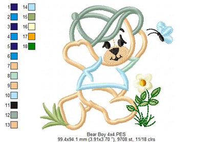 Baby Bear Boy - Applique - Machine Embroidery Design