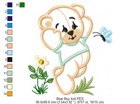 Baby Bear Boy - Applique - Machine Embroidery Design