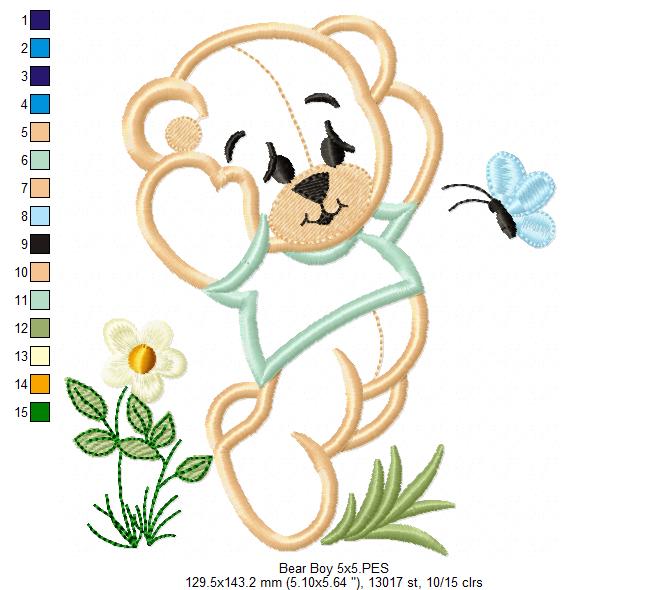 Baby Bear Boy - Applique - Machine Embroidery Design