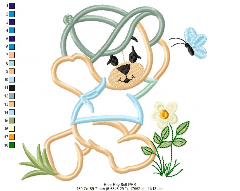 Baby Bear Boy - Applique - Machine Embroidery Design