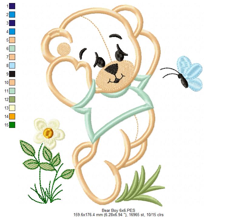 Baby Bear Boy - Applique - Machine Embroidery Design