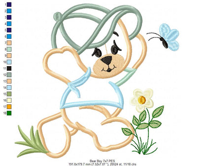 Baby Bear Boy - Applique - Machine Embroidery Design