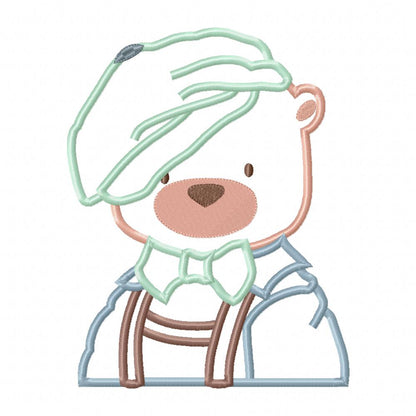 Teddy Bear with Beret - Applique - Machine Embroidery Design