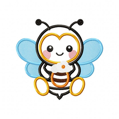 Bumble Bee with Pot of Honey - Applique - Machine Embroidery Design