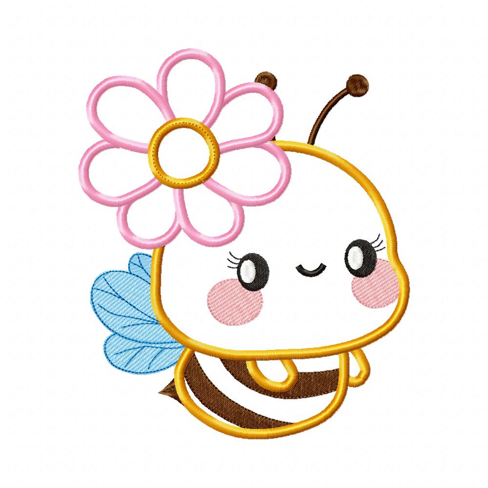 Cute Bumble Bee Girl - Applique - Machine Embroidery Design