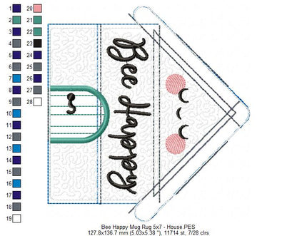 Bee Happy Mug Rug - ITH Project - Machine Embroidery Design