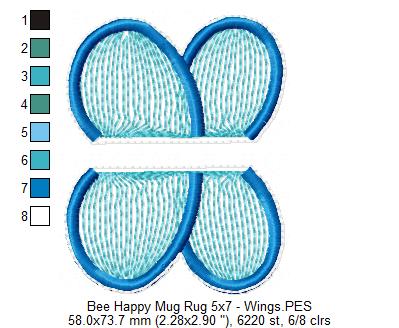 Bee Happy Mug Rug - ITH Project - Machine Embroidery Design
