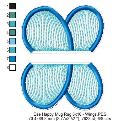 Bee Happy Mug Rug - ITH Project - Machine Embroidery Design