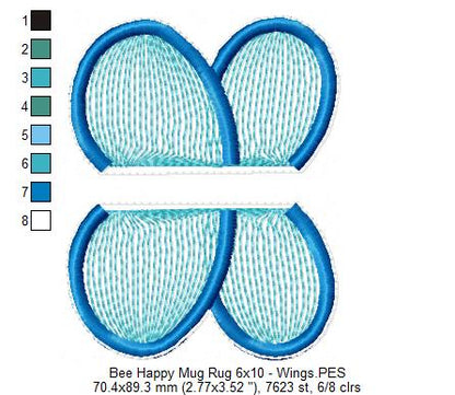 Bee Happy Mug Rug - ITH Project - Machine Embroidery Design