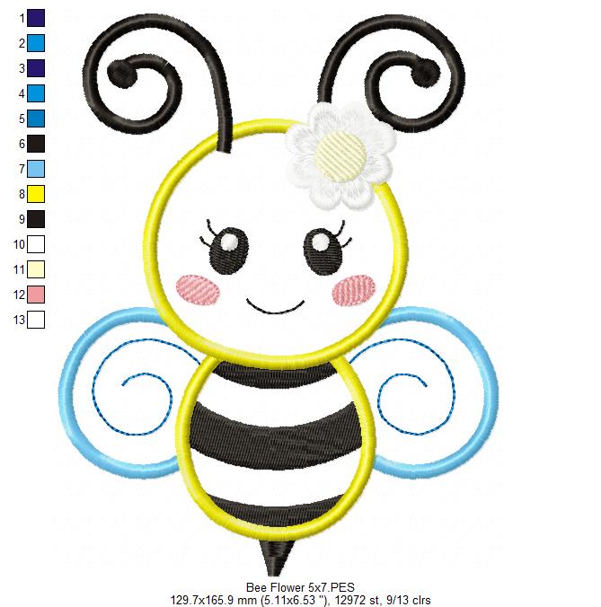 Cute Little Bee - Applique - Machine Embroidery Design