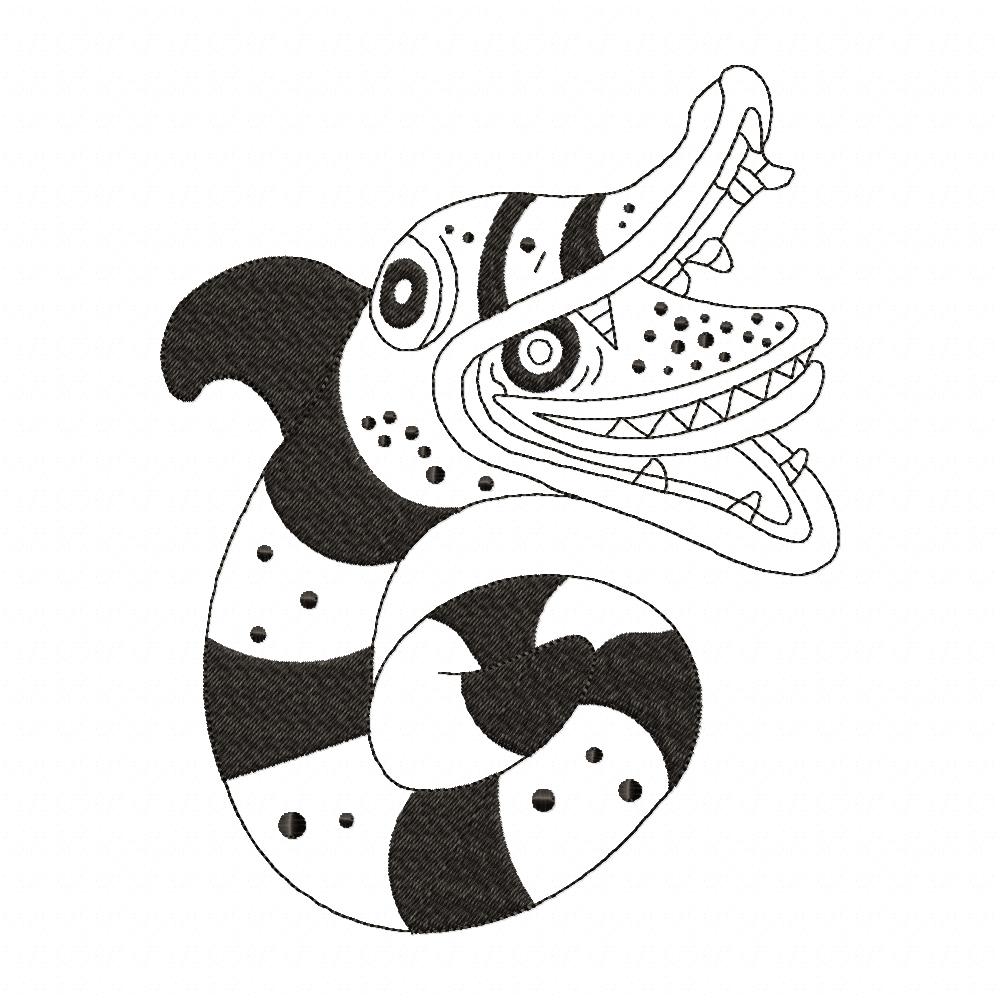 Snake Beetlejuice - Redwork Machine Embroidery Design