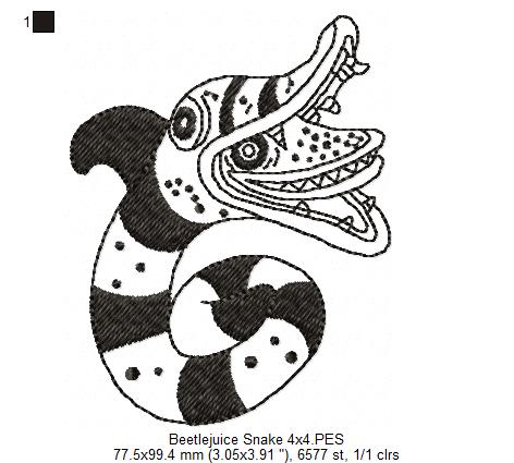 Snake Beetlejuice - Redwork Machine Embroidery Design
