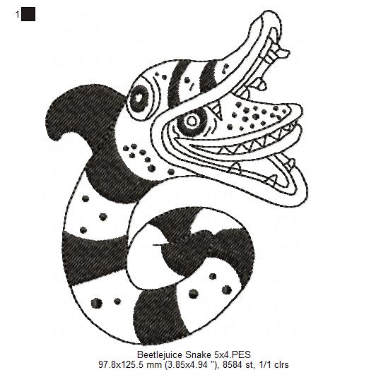 Snake Beetlejuice - Redwork Machine Embroidery Design