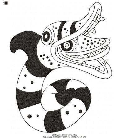 Snake Beetlejuice - Redwork Machine Embroidery Design