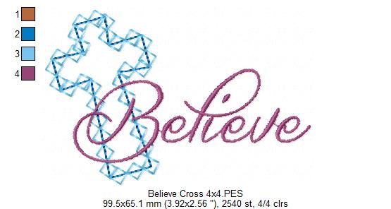 Cross Believe - Applique - Machine Embroidery Design